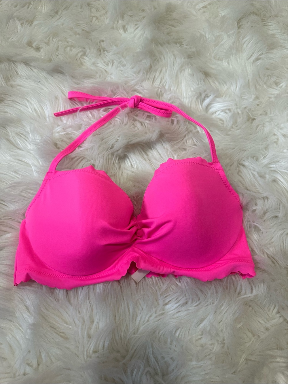Victoria's Secret Neon Pink Scalloped Bikini Top